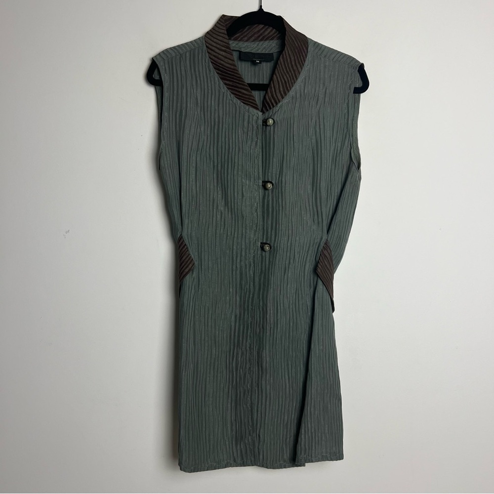 L. O'Neill Design Green Gray Art To Wear Sleeveless Long Tunic‎ Vest Top Size M